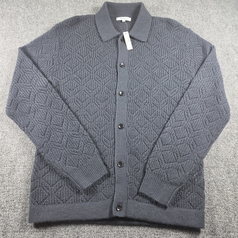 Madewell Mens Cardigan Sweater Gray Merino Wool Cashmere Knit Small NWT